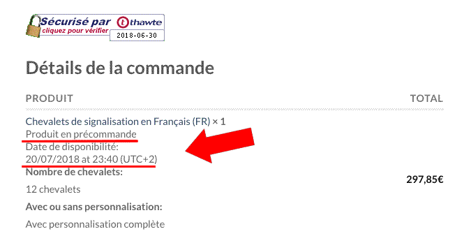 Détails précommande